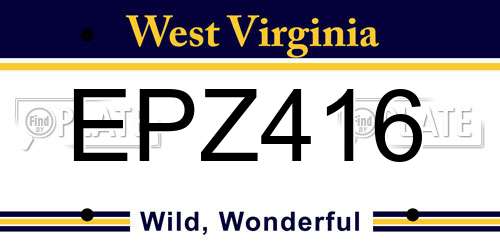 EPZ416 West Virginia License Plate