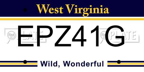 EPZ41G West Virginia License Plate