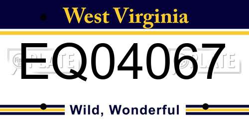 EQ04067 West Virginia License Plate