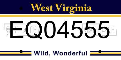 EQ04555 West Virginia License Plate