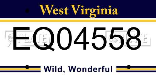 EQ04558 West Virginia License Plate