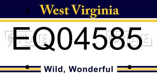 EQ04585 West Virginia License Plate