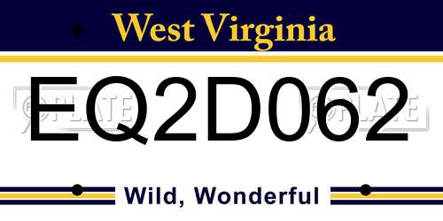 EQ2D062 West Virginia License Plate