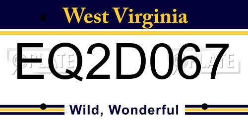 EQ2D067 West Virginia License Plate