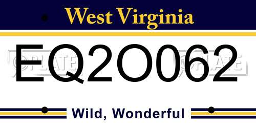 EQ2O062 West Virginia License Plate