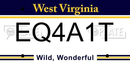 EQ4A1T West Virginia License Plate