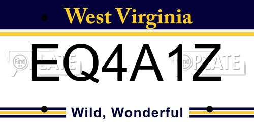 EQ4A1Z West Virginia License Plate