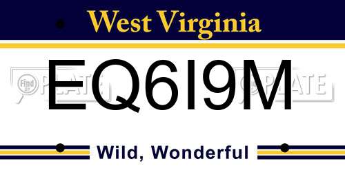 EQ6I9M West Virginia License Plate