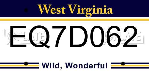 EQ7D062 West Virginia License Plate