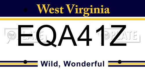 EQA41Z West Virginia License Plate