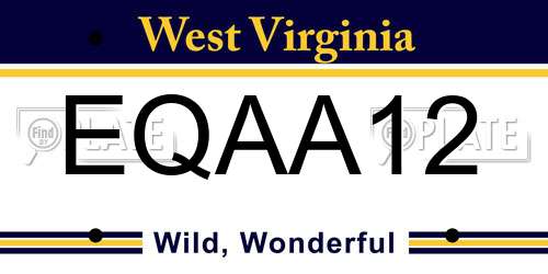 EQAA12 West Virginia License Plate