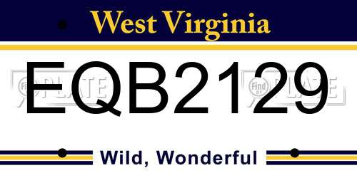EQB2129 West Virginia License Plate