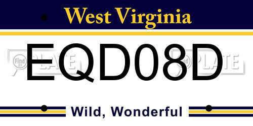 EQD08D West Virginia License Plate