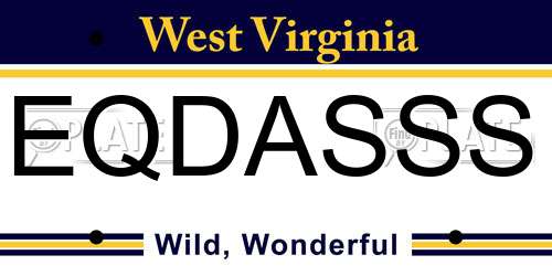 EQDASSS West Virginia License Plate