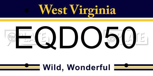 EQDO50 West Virginia License Plate