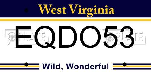 EQDO53 West Virginia License Plate