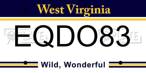 EQDO83 West Virginia License Plate