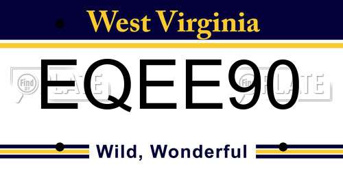 EQEE90 West Virginia License Plate