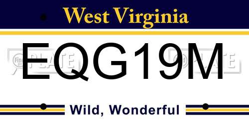 EQG19M West Virginia License Plate