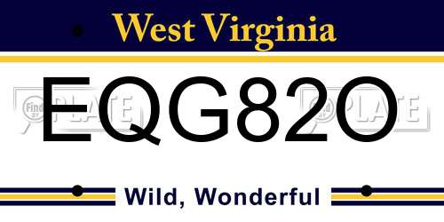 EQG82O West Virginia License Plate