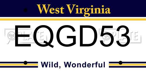 EQGD53 West Virginia License Plate