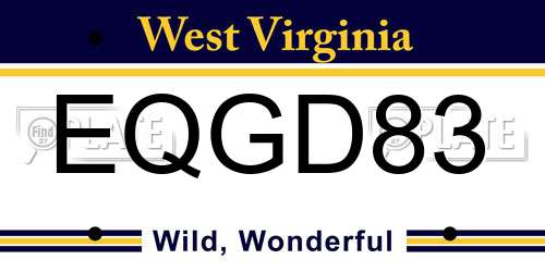 EQGD83 West Virginia License Plate