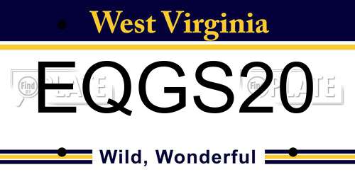 EQGS20 West Virginia License Plate