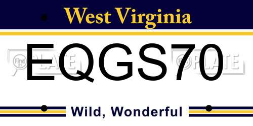 EQGS70 West Virginia License Plate