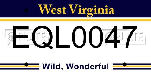 EQL0047 West Virginia License Plate