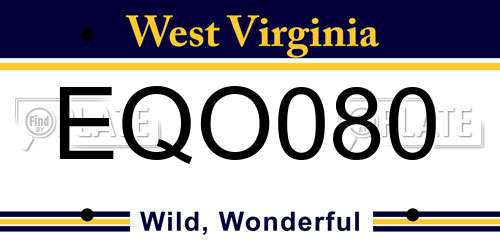EQO080 West Virginia License Plate