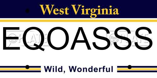 EQOASSS West Virginia License Plate