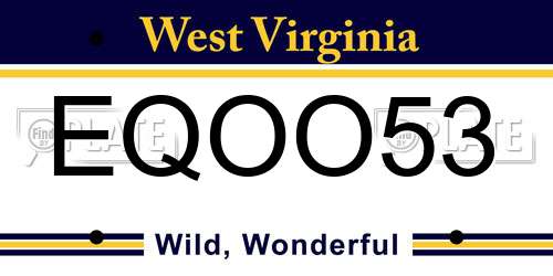 EQOO53 West Virginia License Plate