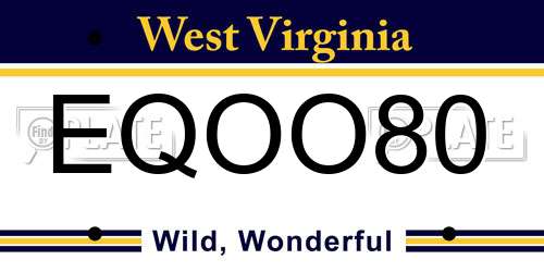 EQOO80 West Virginia License Plate