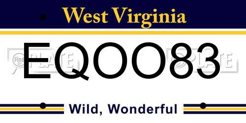 EQOO83 West Virginia License Plate