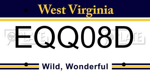 EQQ08D West Virginia License Plate