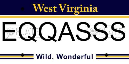 EQQASSS West Virginia License Plate