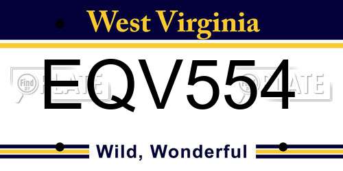 EQV554 West Virginia License Plate