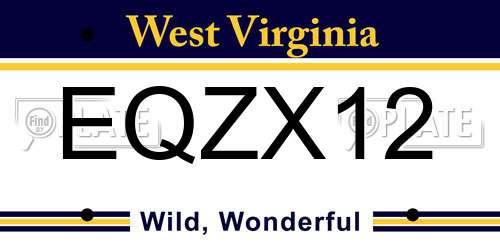EQZX12 West Virginia License Plate