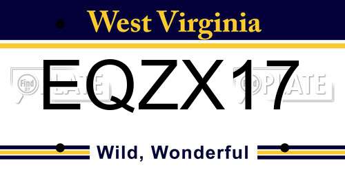 EQZX17 West Virginia License Plate