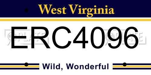 ERC4096 West Virginia License Plate