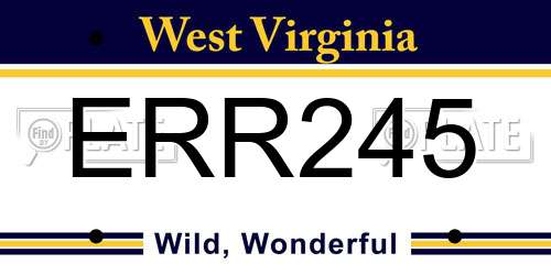 ERR245 West Virginia License Plate