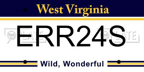 ERR24S West Virginia License Plate