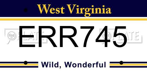 ERR745 West Virginia License Plate