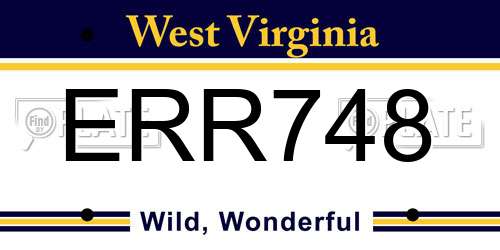 ERR748 West Virginia License Plate