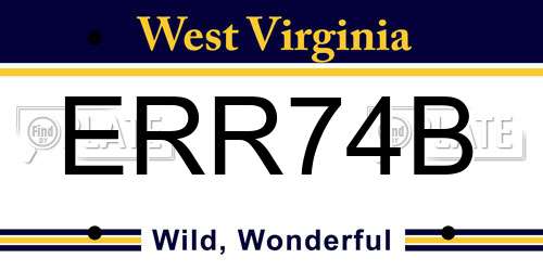 ERR74B West Virginia License Plate