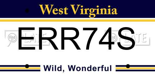 ERR74S West Virginia License Plate
