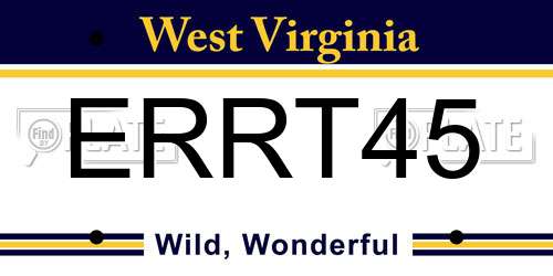 ERRT45 West Virginia License Plate