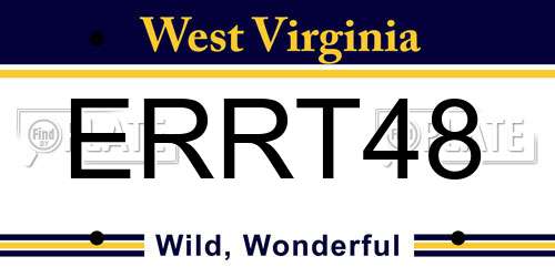 ERRT48 West Virginia License Plate