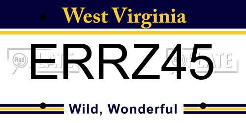 ERRZ45 West Virginia License Plate