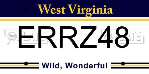 ERRZ48 West Virginia License Plate